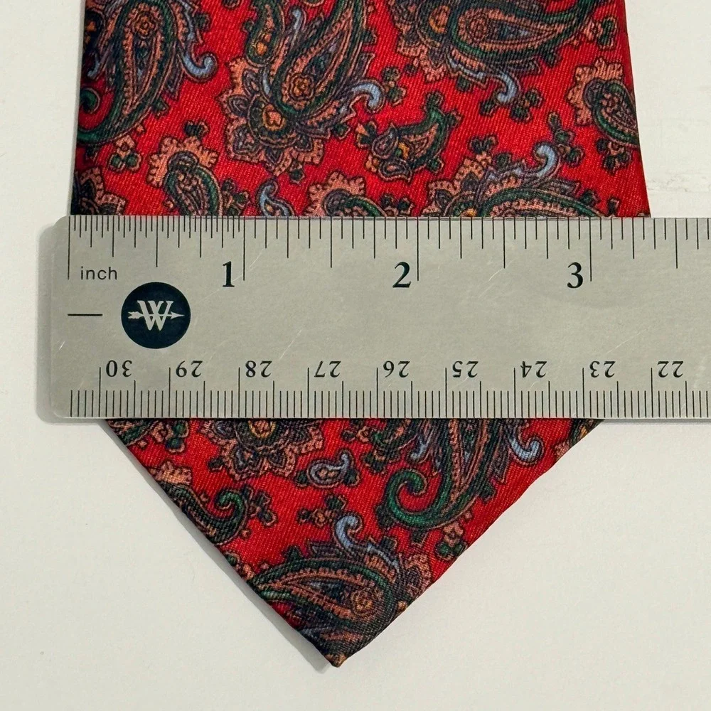Vintage Goldlion Red Paisley Necktie Men's Classic Wide Tie Chinese Hong Kong